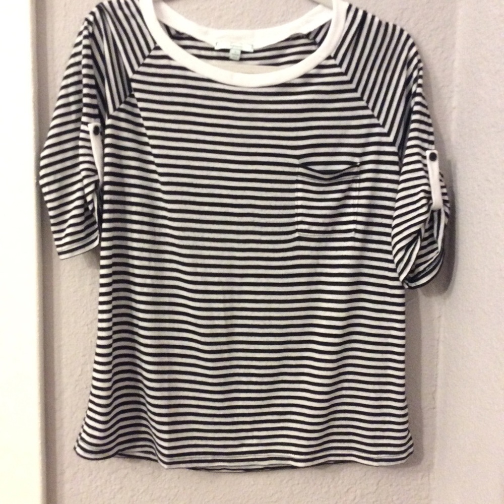 Nordstrom Soprano Black/White Striped Top Large